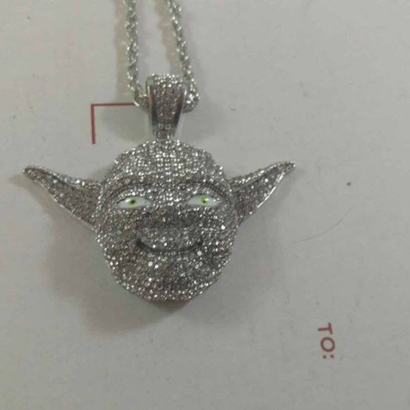 Iced Out Yoda Hip Hop Necklace Bling 